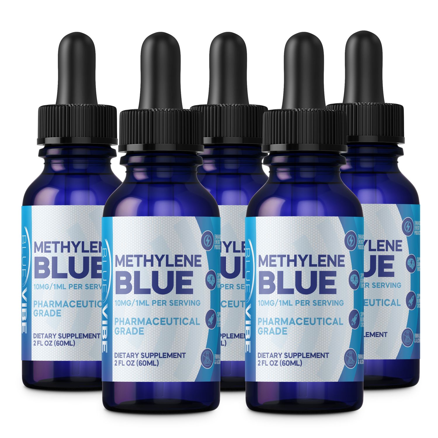 Methylene Blue: Five (5) Bottles - each bottle is 2 fl. oz.
