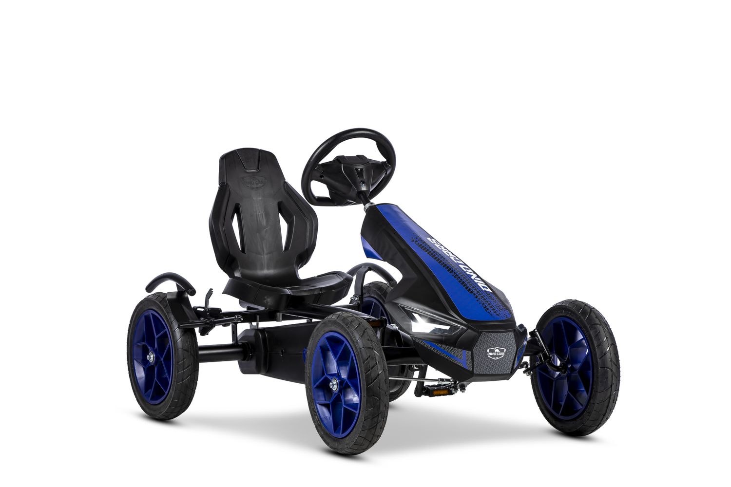 Dino-Cars GoKart Racer #Blue Dino Cars Racer Blue in black with blue stickers, sports seat and black tires with blue rims