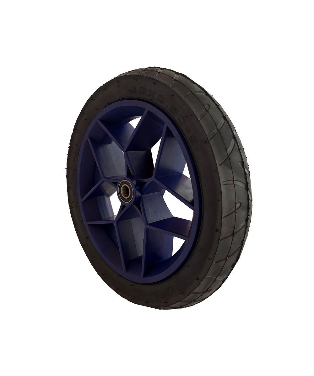 Dino-Cars GoKart Komplettrad Racer Komplettrad für Dino-Cars Racer mit schwarzem Reifen und blauer Felge, mittig der Felge ist ein Kugellager