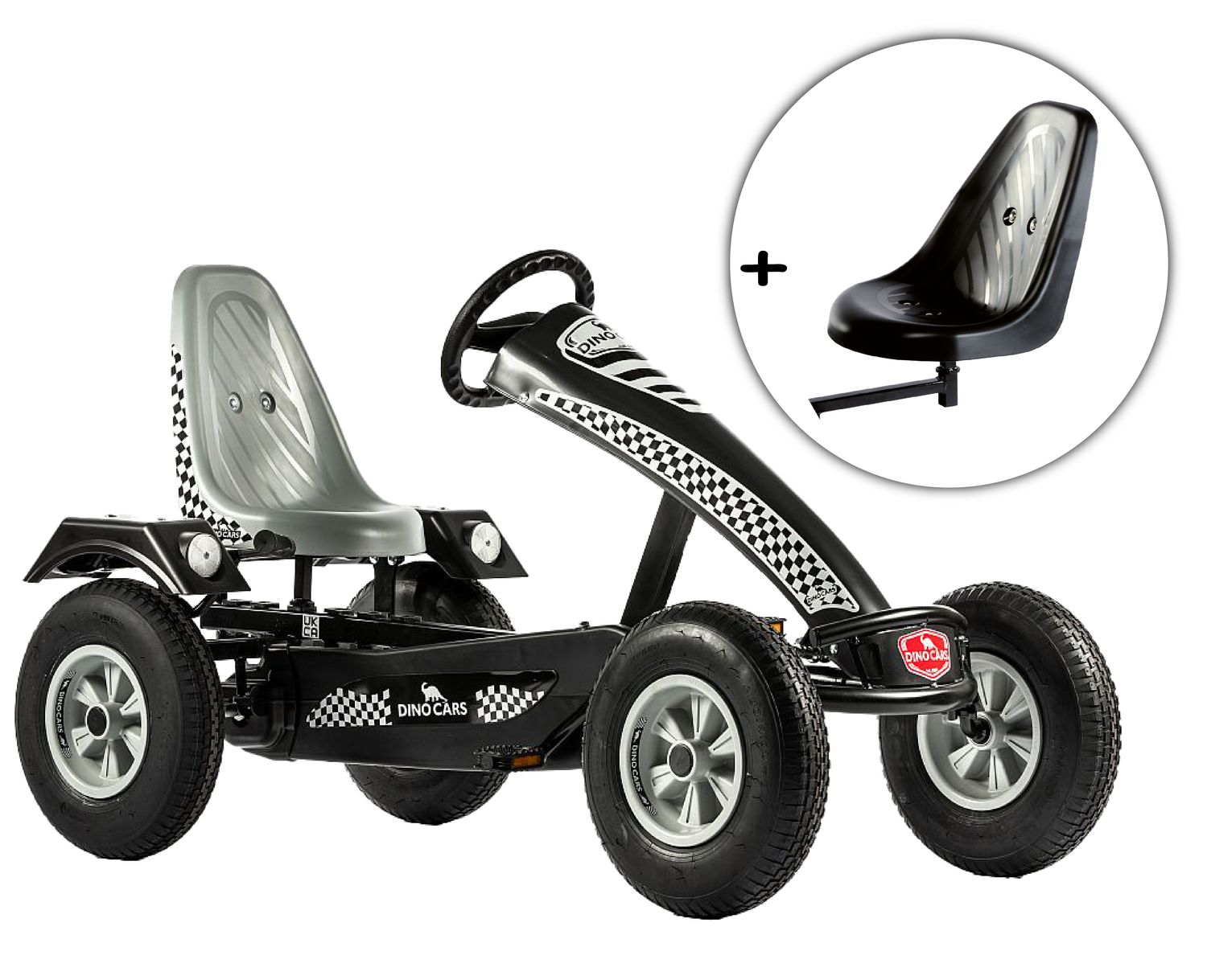 Dino-Cars GoKart Super Sport grau inkl. Zusatzsitz