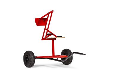 Red mini excavator on black base car, suitable for DINO CARS