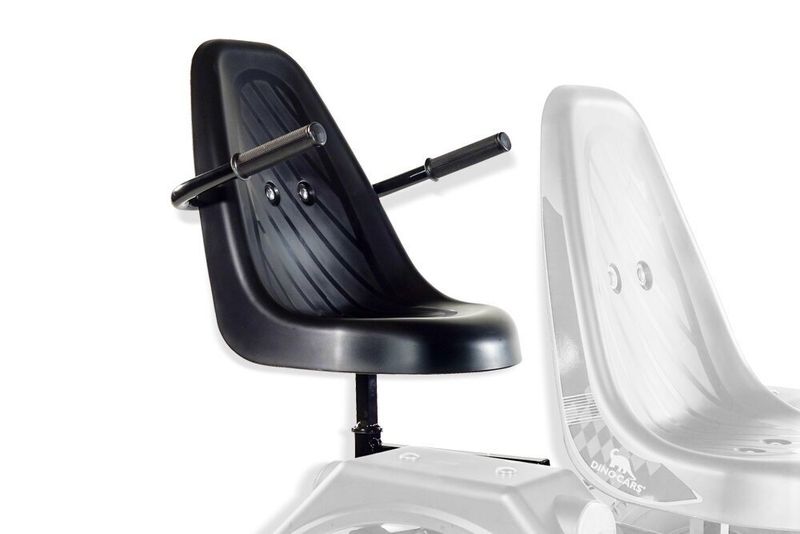 Black seat shell with armrest, seat holder and seat extension as an additional seat from Dino Cars