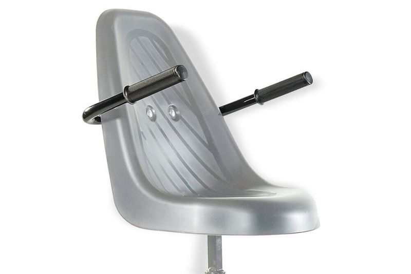 two black armrests made of plastic and metal for additional seat 0307