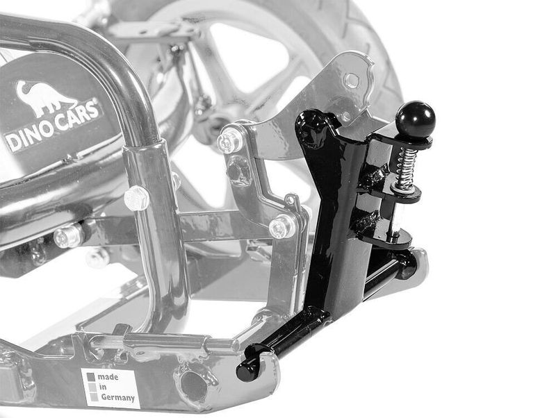 Trailer coupling for Dino Cars Speedy, black metal construction with ball head