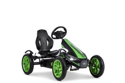 Dino Cars Racer Green in schwarz mit grünen Aufklebern, Sportsitz und schwarzen Reifen mit grünen Felgen
