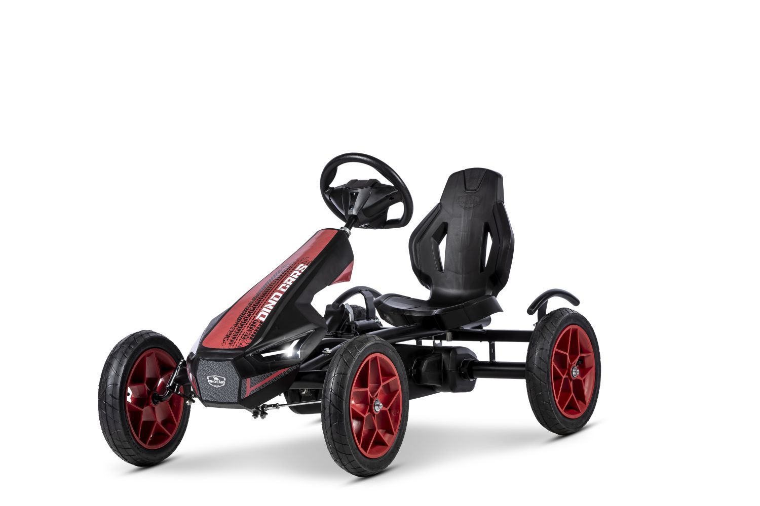 Dino-Cars GoKart Racer #Red Dino Cars Racer Red in black with red stickers, sports seat and black tires with red rims