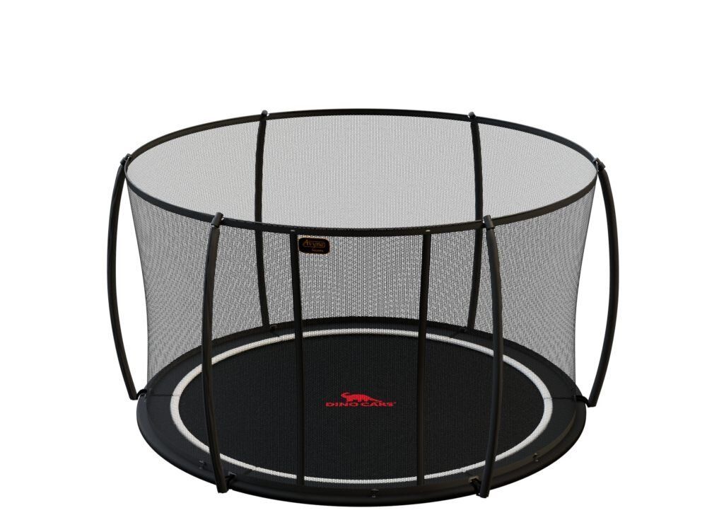 Round trampoline with safety net, black jumping mat