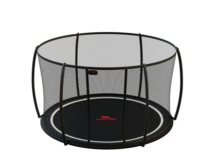Round trampoline with safety net, black jumping mat