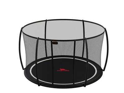 Round trampoline with safety net, black jumping mat