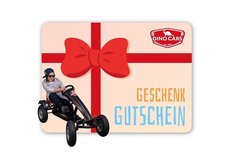 Gift card Digital Dino-Cars gift voucher - the perfect gift for all go-kart fans.