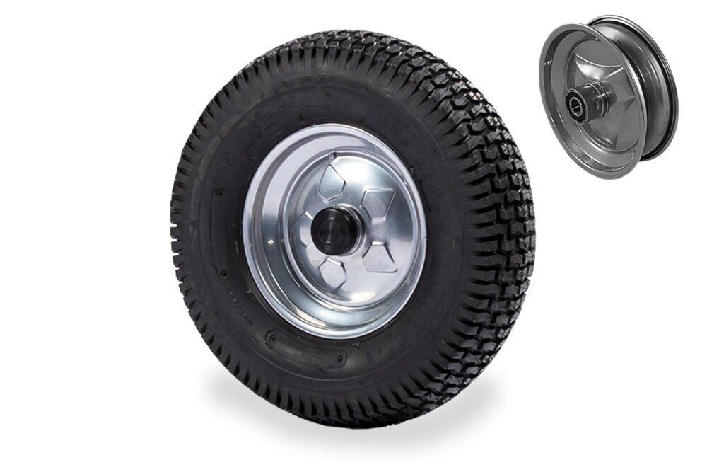 Dino-Cars complete off-road wheel with silver steel rim and coarse tire profile