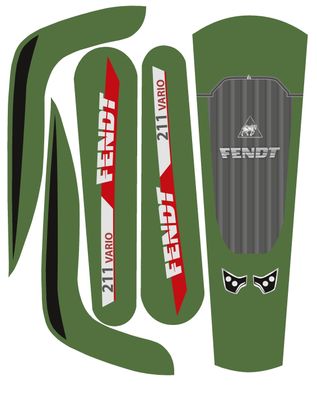 Dino-Cars sticker set Speedy Fendt Green sticker set with red and white accents, labeled with 'FENDT', '211 VARIO' and Fendt logo