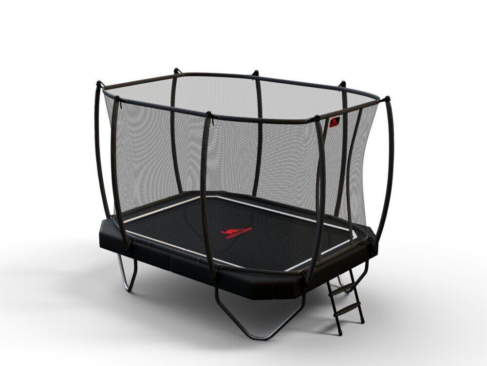 black rectangular trampoline from Diono Cars including safety net and ladder