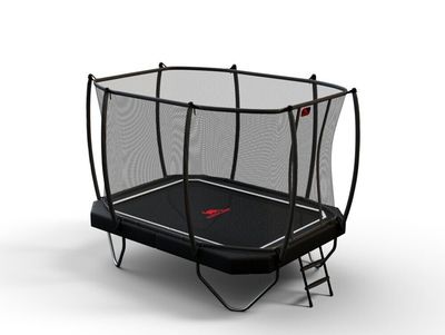 black rectangular trampoline from Diono Cars including safety net and ladder