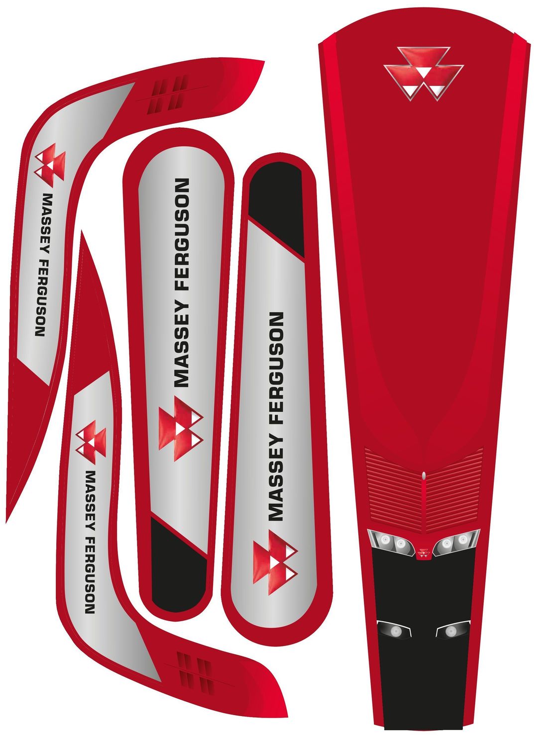 Dino-Cars Aufklebersatz Speedy Massey Ferguson Rote und weiße Massey Ferguson Aufkleber mit Logo und Schriftzug für Dino Cars Speedy