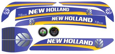 Dino-Cars Aufklebersatz New Holland Aufklebersatz mit dem Schriftzug 'NEW HOLLAND' in Blau, Gelb und Weiß mit Logos und Tachometer