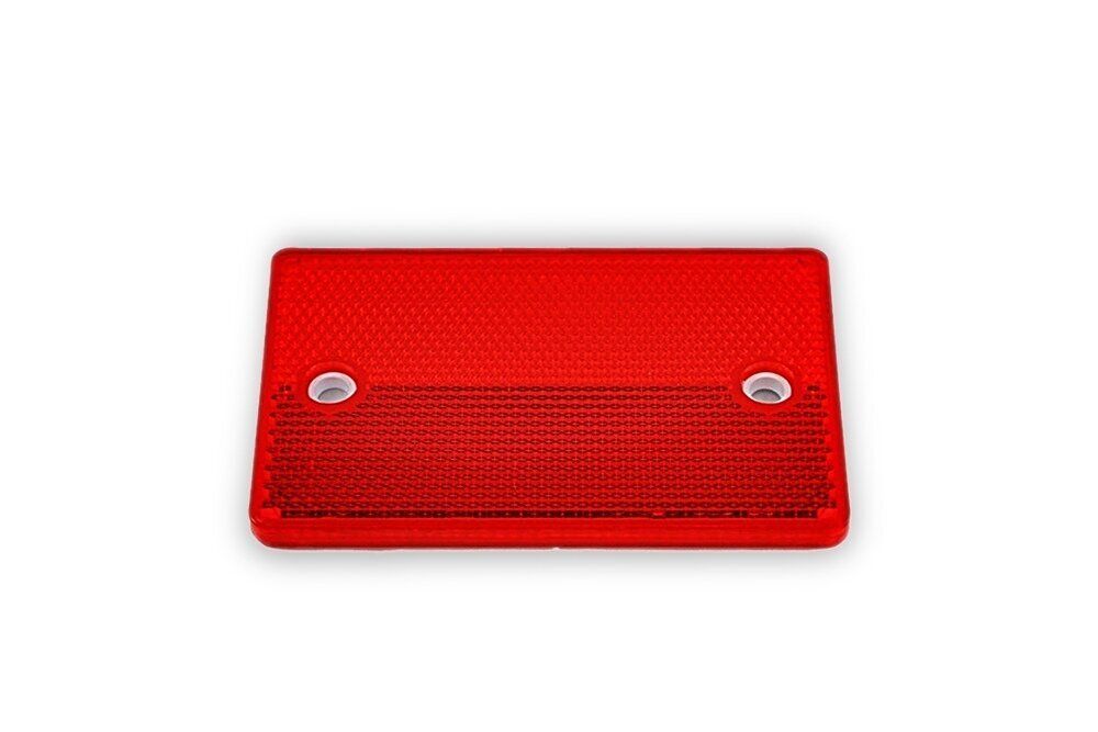 roter rechteckiger Reflektor mit zwei Befestigungslöchern