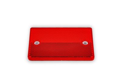red rectangular reflector with two mounting holes