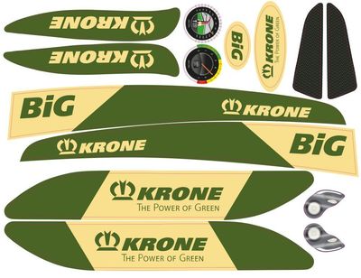 Dino-Cars sticker set Krone Sticker set with green and yellow parts, labeled 'KRONE', 'BiG' and 'The Power of Green'
