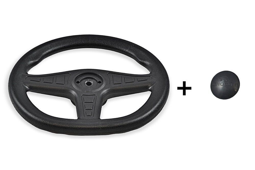 black steering wheel with black steering wheel cap