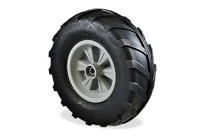 Dino-Cars complete wheel Ackerstolle right Field studded tires on the right with coarse profile and silver rim with ball bearing in the middle