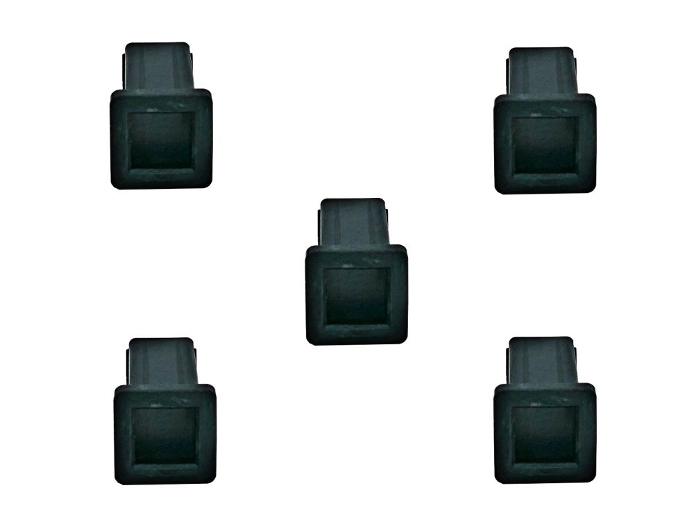 Dino-Cars Seat bushing set 5 pieces Five black plastic seat bushings in square shape with slightly raised center