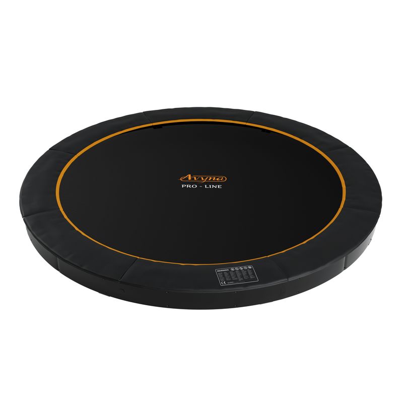 Avyna Ø 430 cm Trampoline Flat Level Black Flat Level Trampoline Ø430 cm with Orange Avyna Lettering