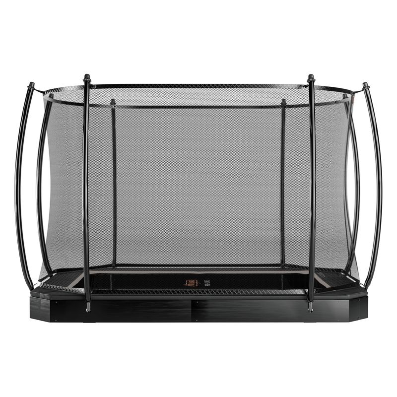 Avyna 380x255cm Trampoline Flat Level incl. safety net Black Flat Level Trampoline, including safety net, 380x255, with orange Avyna lettering.
