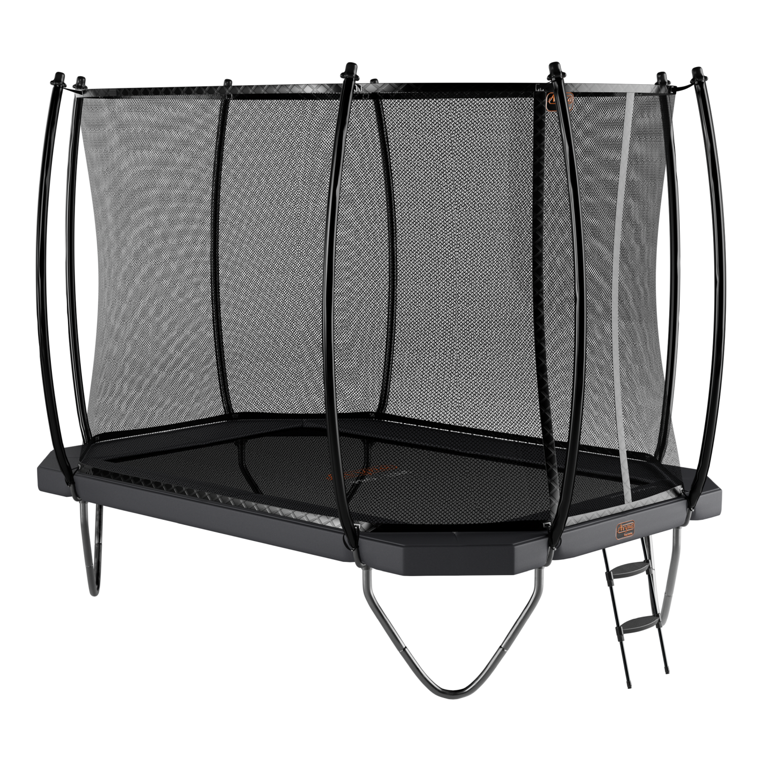 Grey Avyna Trampoline with Safety Net and Ladder – Size 380 cm x 255 cm