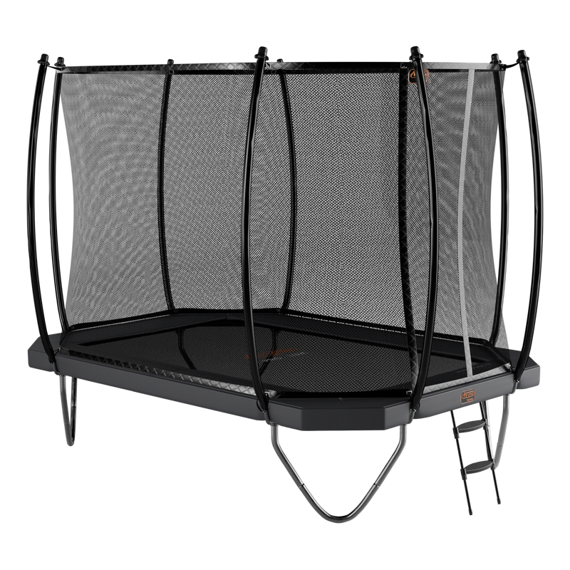 Avyna 380 x 255 cm Trampoline incl. safety net & ladder Grey Avyna Trampoline with Safety Net and Ladder – Size 380 cm x 255 cm