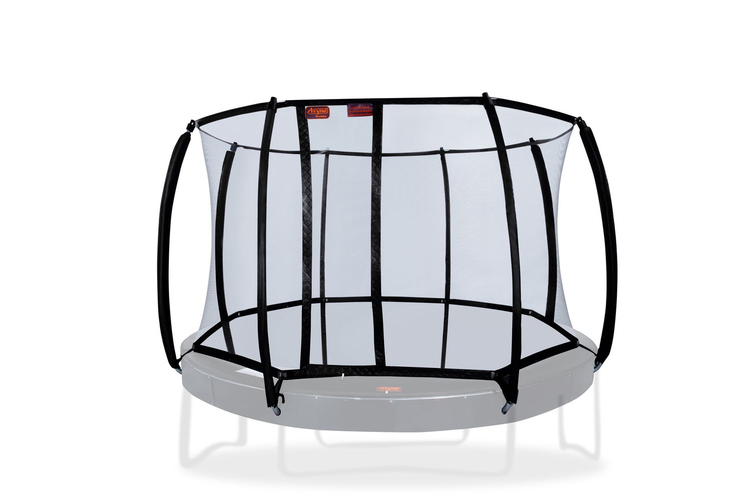 schwarzes Sicherheitsnetz mit Halterung für runde Avyna Trampoline