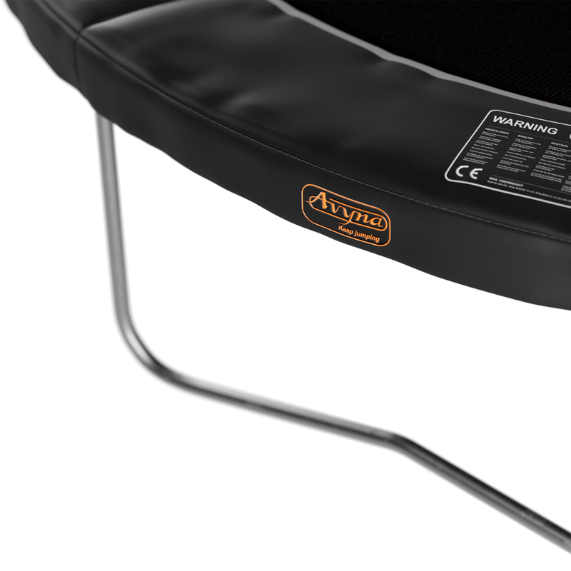 Avyna Flat Level Trampoline Safety Pad black trampoline safety pad with orange Avyna lettering
