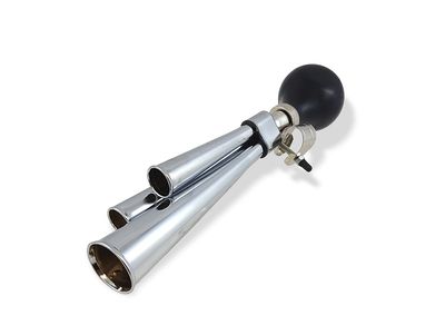 DINO CARS Triple-Tone Horn for Go-Karts DINO CARS triple-tone horn for go-karts with three chrome-plated sound trumpets and a black rubber bulb