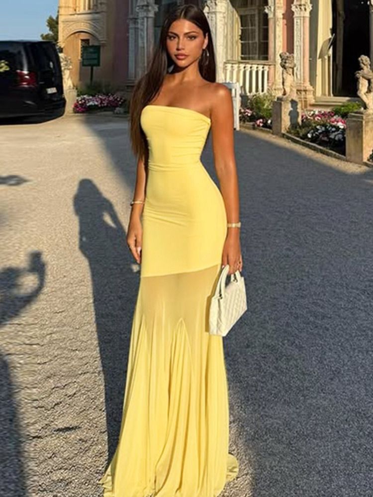 Off-shoulder Strapless Sleeveless Bodycon Maxi Dress