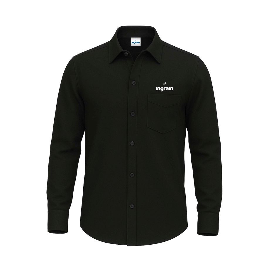 Men&#39;s Lounge Shirt Long Sleeve - Black 100% Cotton