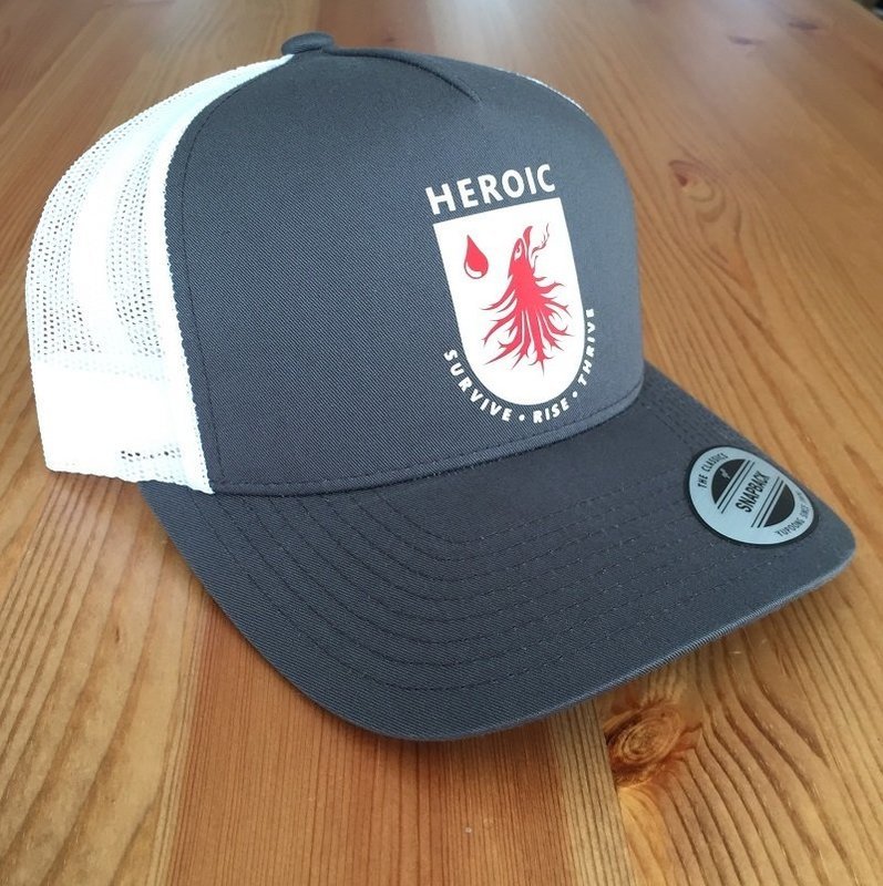 ADULT/TEEN Modern Trucker, rising phoenix &quot;SRT&quot; crest, WHITE/GREY
