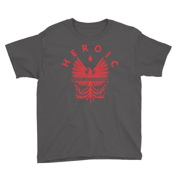 Youth &quot;T1D SURVIVOR&quot; Rising Phoenix,  asphalt grey T-Shirt