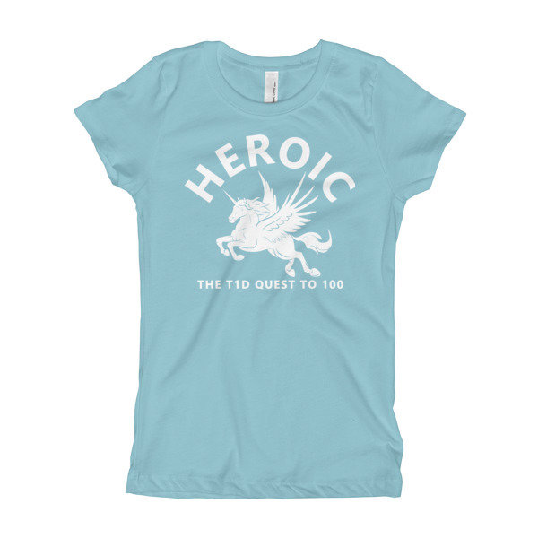 Youth Girl "Pegasus Unicorn" T-Shirt, blue or gray