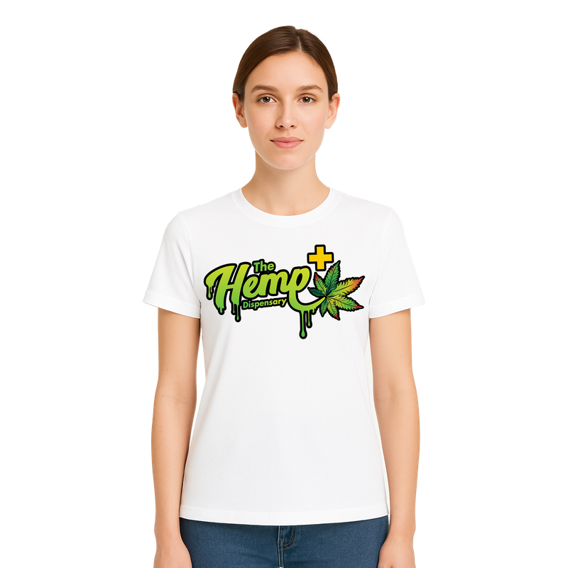 THE HEMP DISPENSARY DRIP LOGO WHITE T-SHIRT