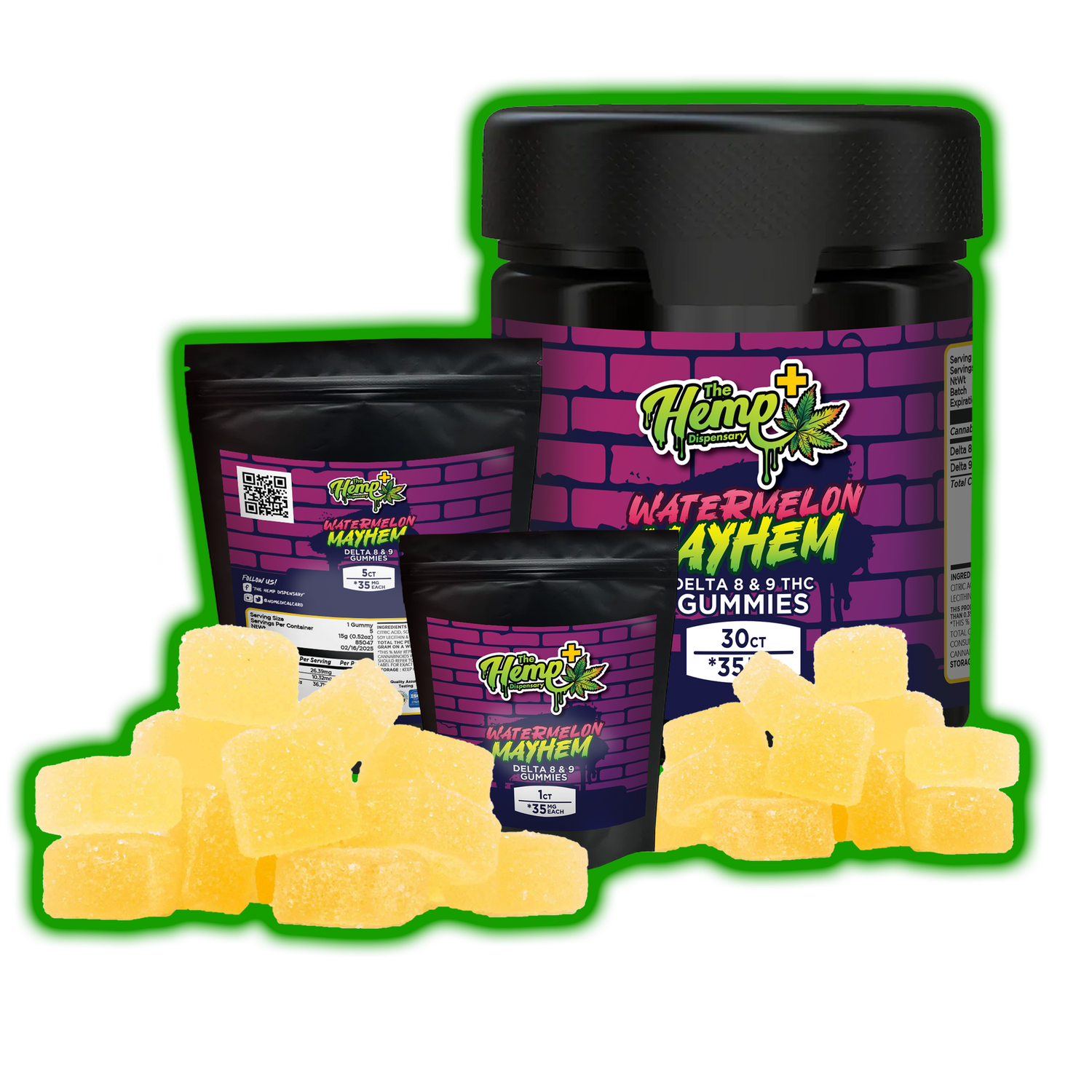 DELTA 8 THC/DELTA 9 THC GUMMIES MAYHEM 35MG WATERMELON