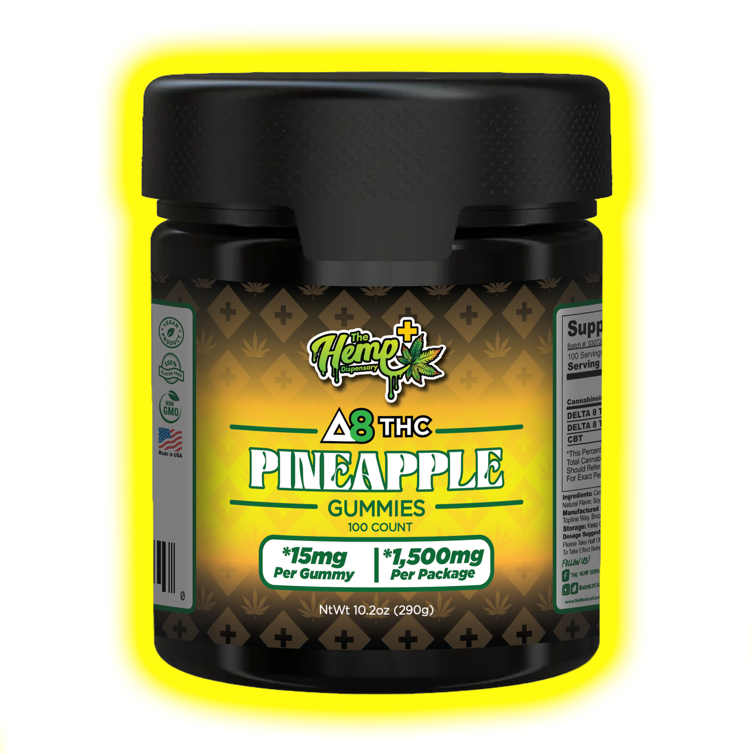 DELTA 8 THC GUMMIES 15MG PINEAPPLE