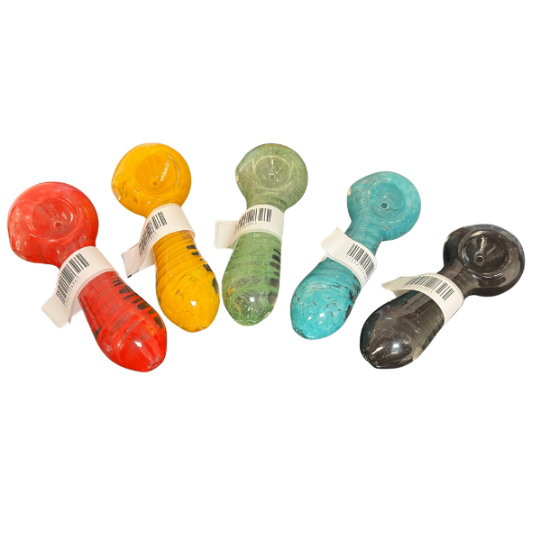 GLASS PIPE COLORED FRIT SPIRAL 4"