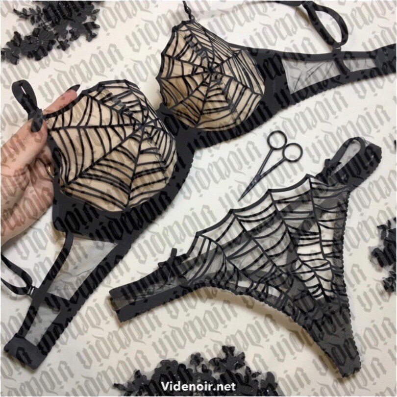 spider web bra and panties
