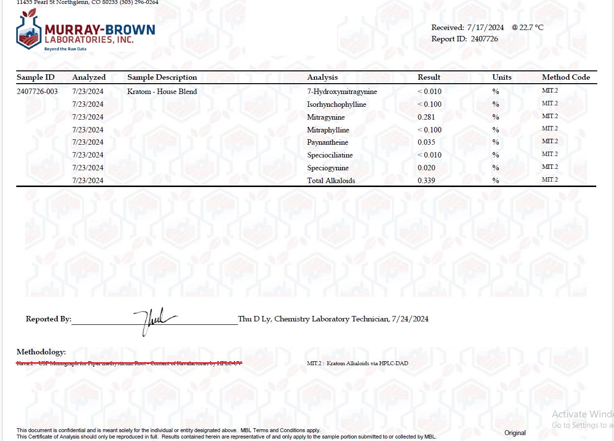 Kratom Powder COA 2407726
