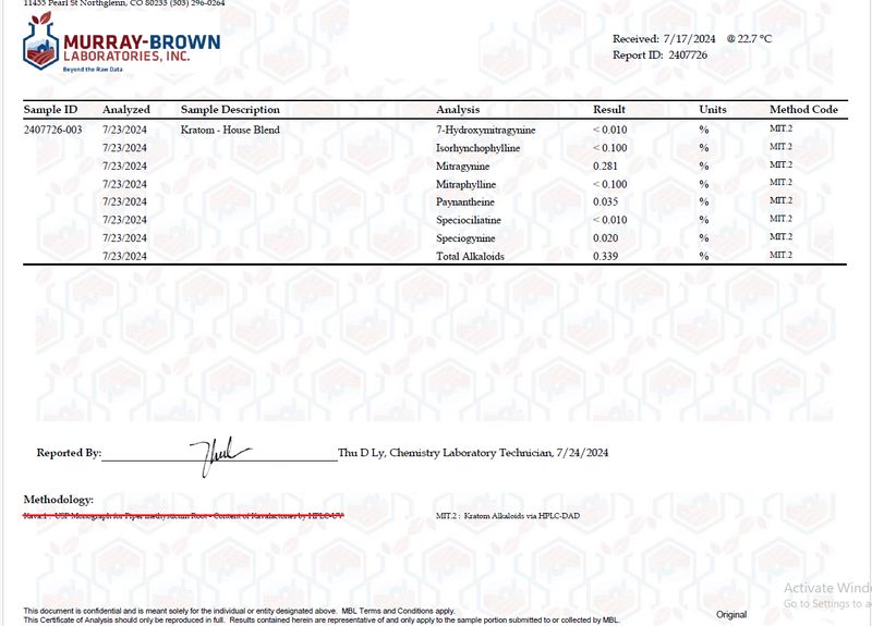Kratom Powder COA 2407726
