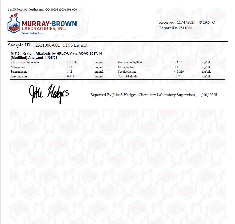 Kratom Concentrate COA ST55- 2511086