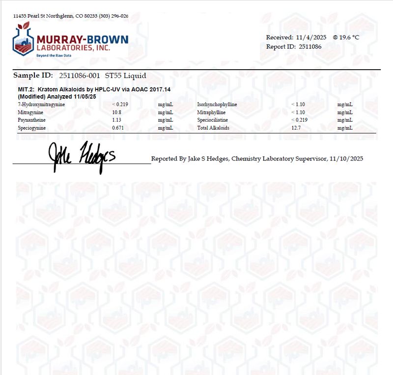 Kratom Concentrate COA ST55- 2511086