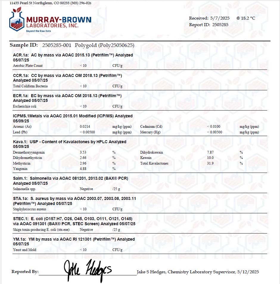 Kava Concentrate COA 2505285_001 PolyGold