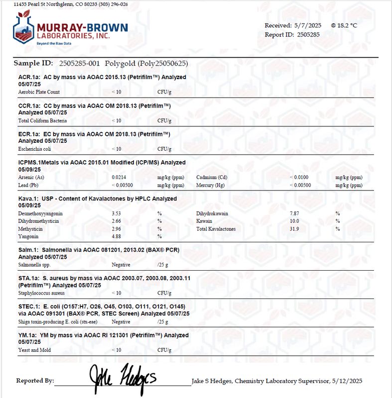 Kava Concentrate COA 2505285_001 PolyGold