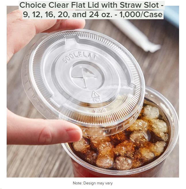 Choice Clear Flat Straw Lid 9-24 oz - 1,000/Case